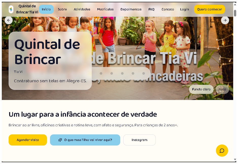 Quintal da Tia Vi — espaço infantil sem telas